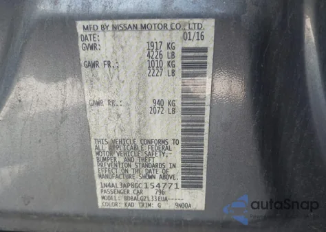 2016 Nissan Altima 2.5/2.5 S/2.5 Sl/2.5 Sr/2.5 Sv from USA, damaged, VIN 1N4AL3AP8GC154771